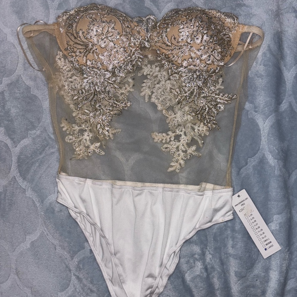 Elegant Silver and Cream Bodysuit
